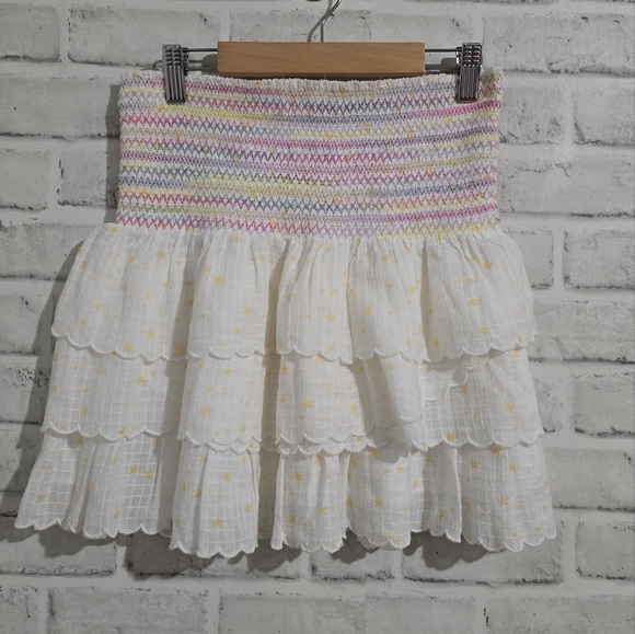 EUC LoveShackFancy Daffodil Smocked Waist Tiered Skirt size size S - Picture 4 of 7